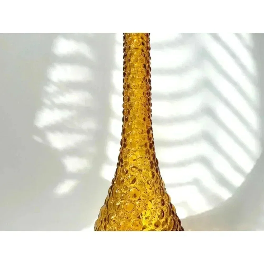 Vintage Amber Empoli Bubble Genie Decanter Bottle - Midcentury Modern